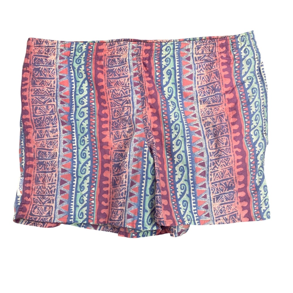 Vintage 80s Speedo Swim Trunks Mens 34 Purple Tribal Geometric Made in Australia